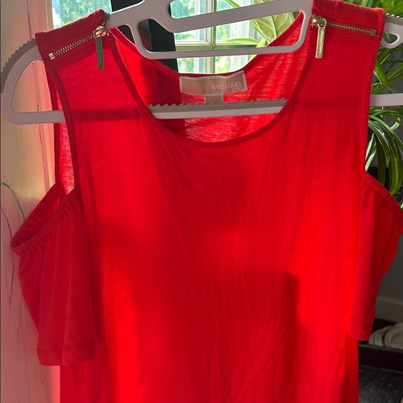 Michael Kors Vibrant Red Tee with Gold Accents - Picture 2 of 3